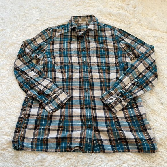 Duluth Trading Women Flannel Shirt Small Plaid Button Up Country Rodeo 15862 - Picture 1 of 8
